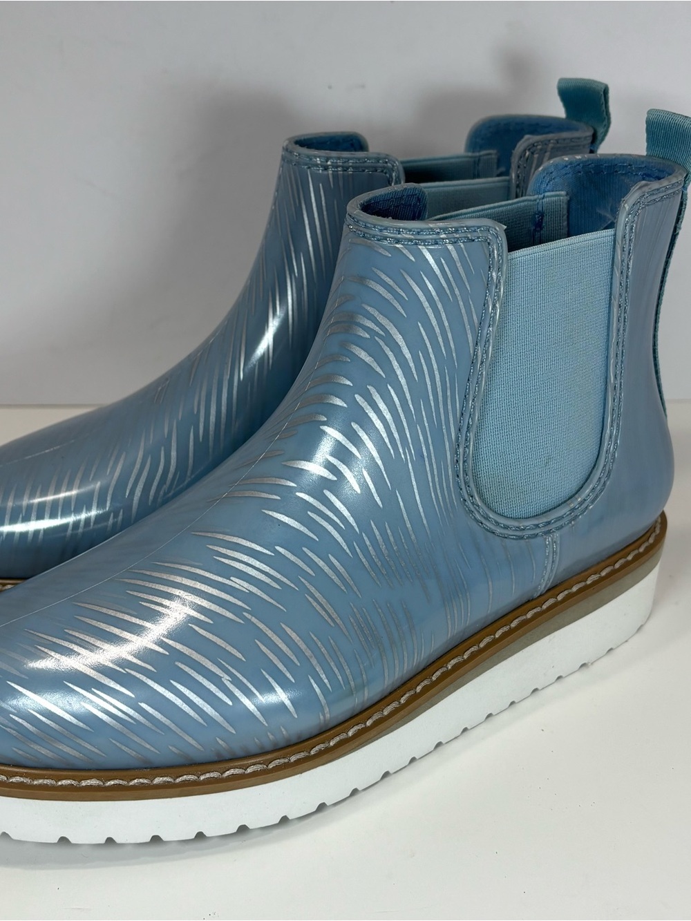Cougar x Jill Malek Kensington Blue Gray Waterproof Chelsea Rain Boots 6 EUC - Picture 2 of 9